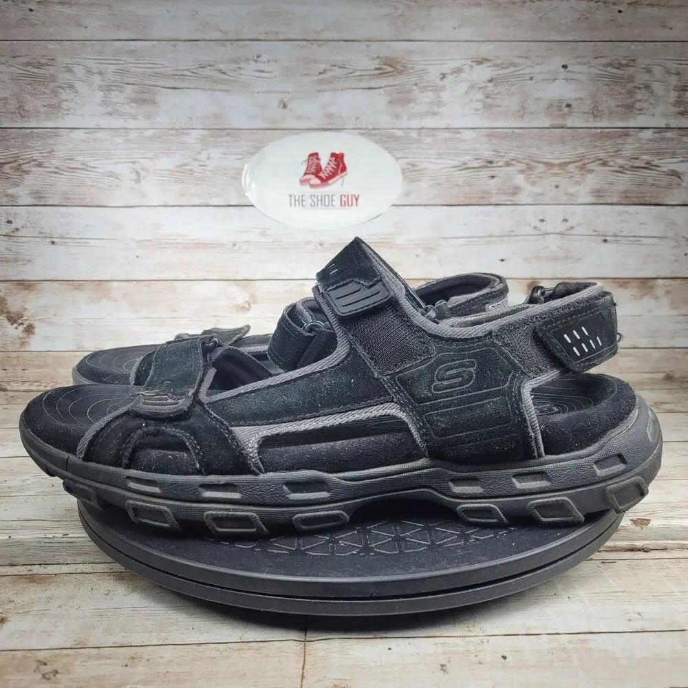 Skechers Sandals Men's Size 11 Black Suede Garver Alec Adjustable Straps Comfort